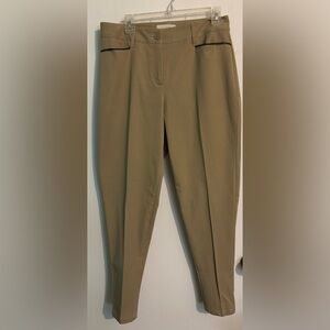 Talbots Womens Sz 10 Curvy Khaki Dress Pants Faux Leather Pocket Detail Tapered